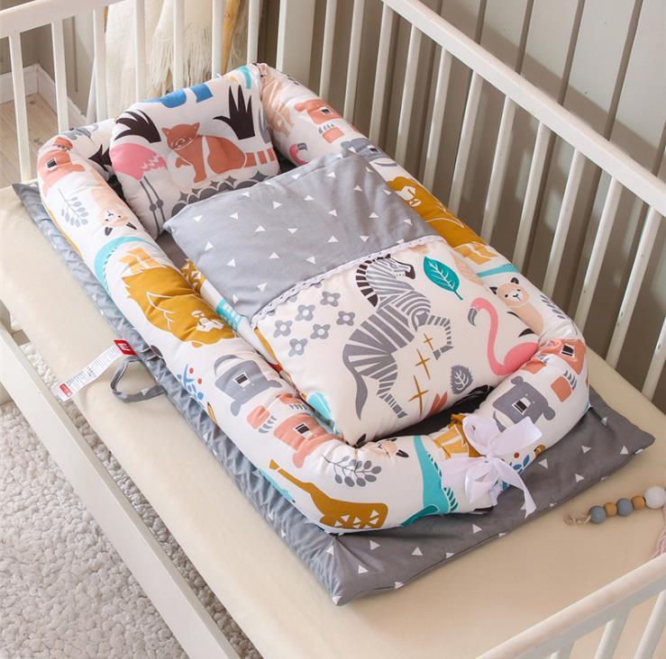 Crib Anti-pressure Newborn Foldable Portable Crib Middle Bed Baby Infant Mattress Bionic Travel Bed